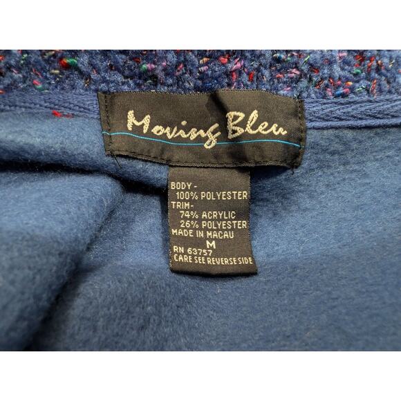 Vintage 90s Top Blue Textured Knit Pullover Half Zip Oversize Misses Size M - Picture 6 of 7